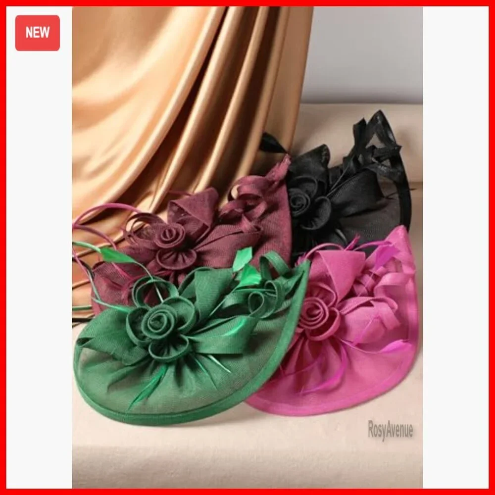 Floral Derby Fascinator Hat with Clip for High Tea Parties & Events